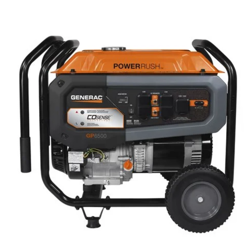 Generac Portable Generator, 6500W | Electric Start with COsense | 49ST/CSA G0077130